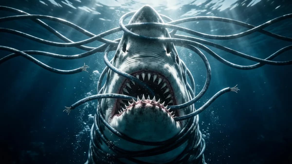 Shark entangled in cables: Era Kabel Bawah Laut Pertama Berakhir dengan Pengangkatan Massal