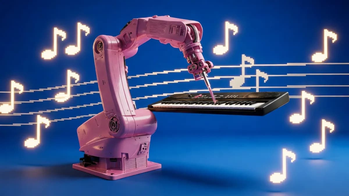 Robotic arm playing keyboard: Google Akuisisi ProducerAI untuk Perkuat Model Musik Lyria 3