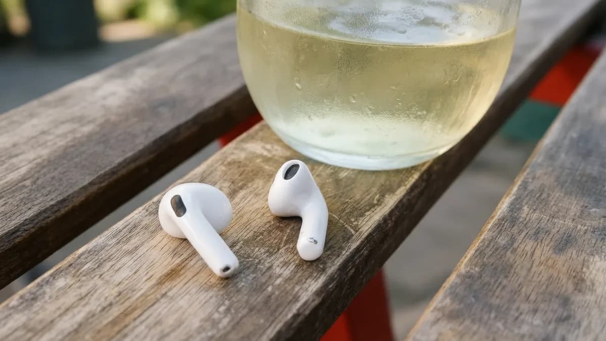 AirPods and drink on table: Harga AirPods 4 Turun Drastis Jadi 89 Dolar AS di Walmart