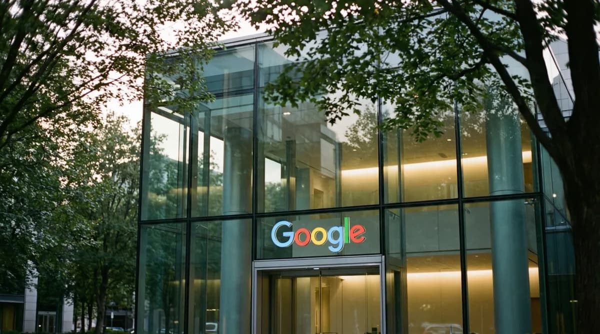 Google logo on building: Google Hapus Biaya 30 Persen Play Store dan Buka Toko Aplikasi Pihak Ketiga