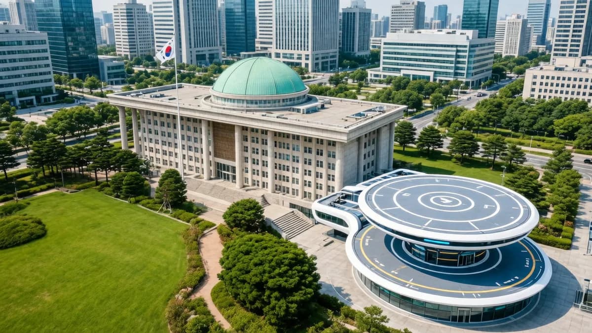 Government building with dome: Korea Selatan Bangun Vertiport Publik Pertama untuk Uji eVTOL