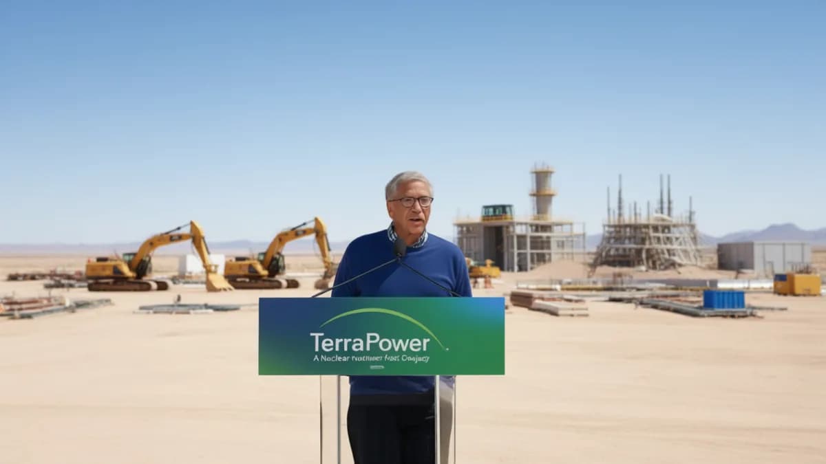 Man speaking at podium: TerraPower Dapat Izin Bangun Reaktor Nuklir Generasi Baru