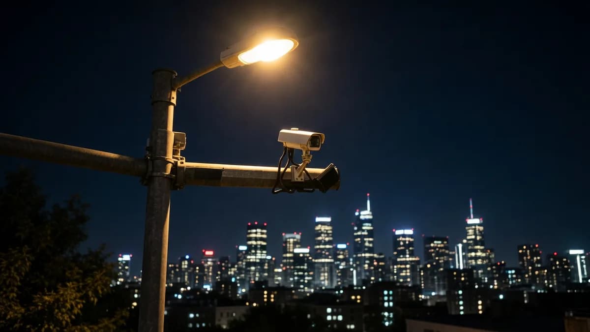 Security camera on pole: Riset: Peretasan Kamera Keamanan Jadi Taktik Perang Modern