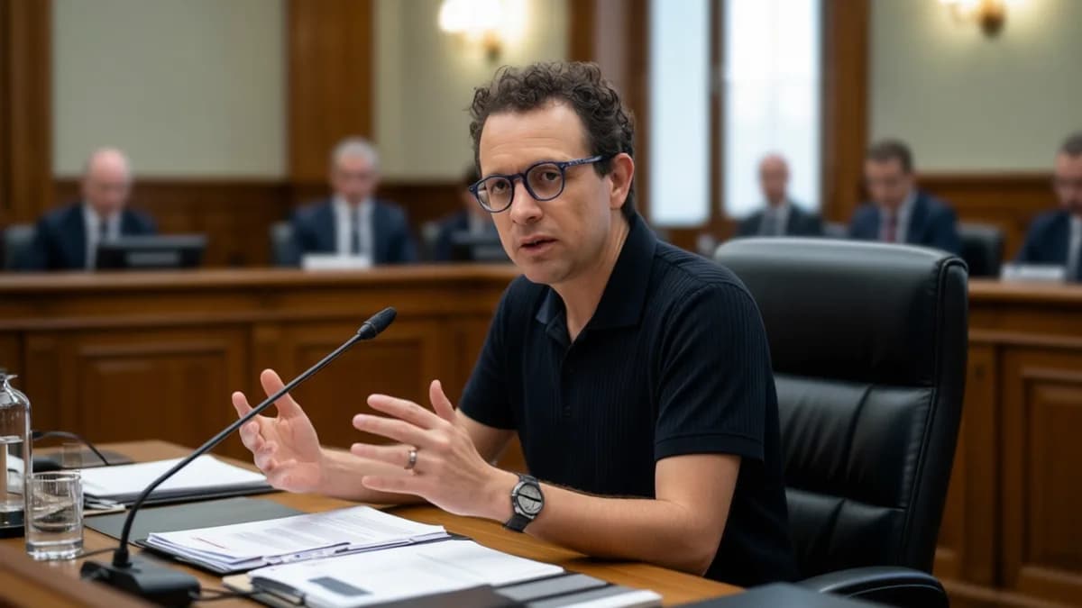 Man speaking at panel: Anthropic Gugat Departemen Pertahanan AS Atas Larangan Teknologi