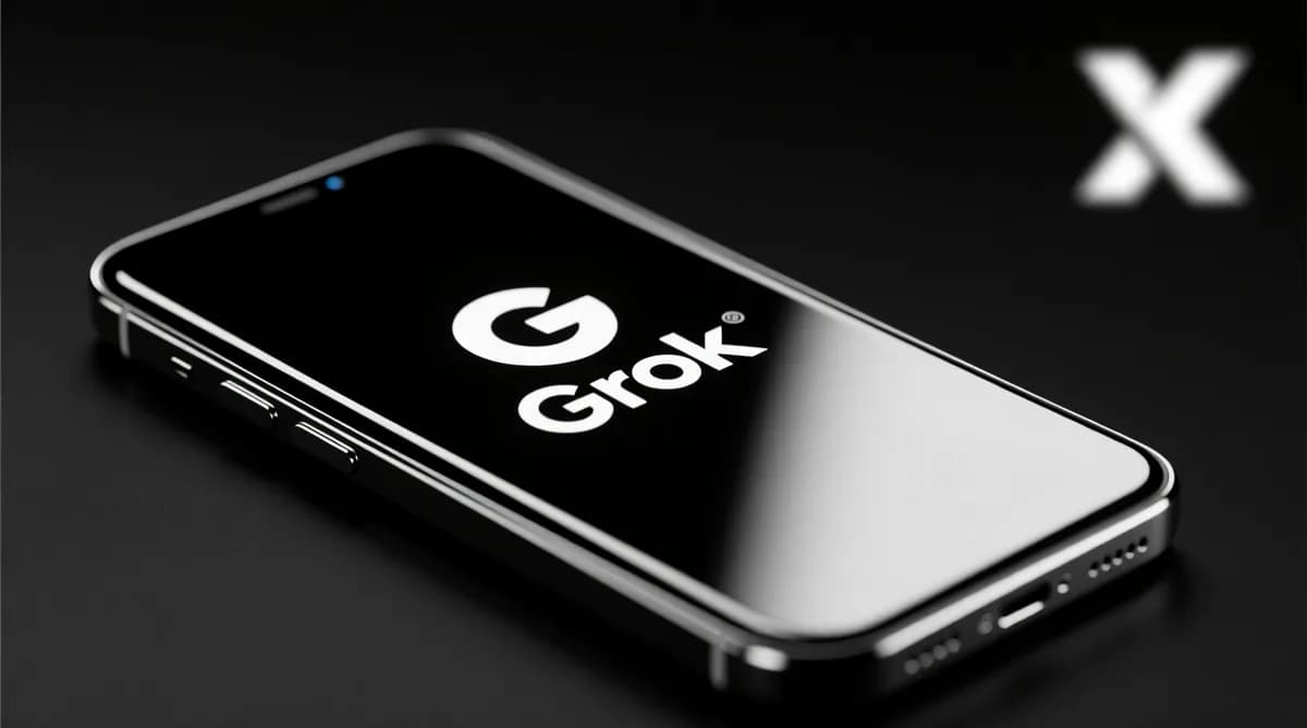 Grok app logo on phone: Pengguna X Kini Bisa Blokir Grok Ubah Foto Unggahan