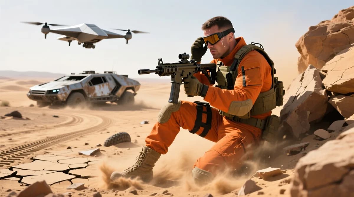 Gaming scene with soldier: GeForce Now Update VR 90fps dan GOG Syncing