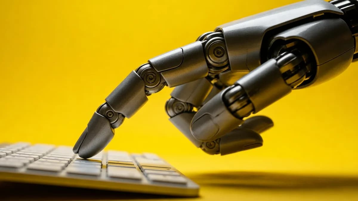 Robot hand typing on keyboard: Digg Tutup Sementara karena Serangan Bot AI Masif