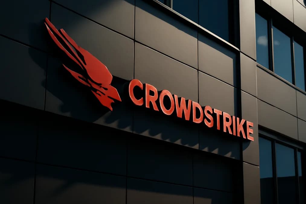 CrowdStrike logo on building: CrowdStrike Gandeng Nvidia Percepat Deteksi Ancaman Siber