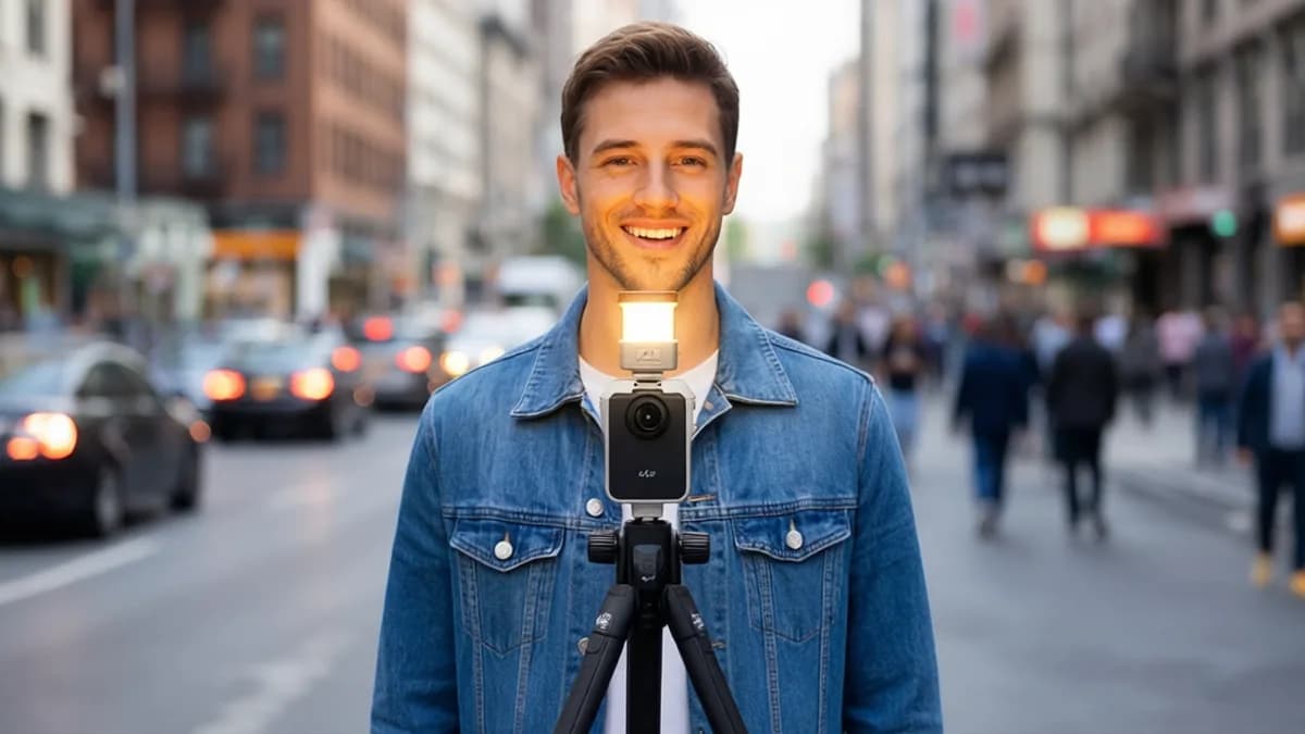Man with action camera: Harlowe Rilis Lampu 360 Derajat Murah Seharga $95