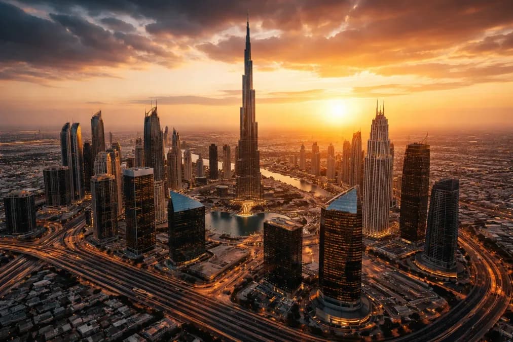 Dubai skyline at sunset: Dana Timur Tengah Untung Besar dari IPO AI Tiongkok