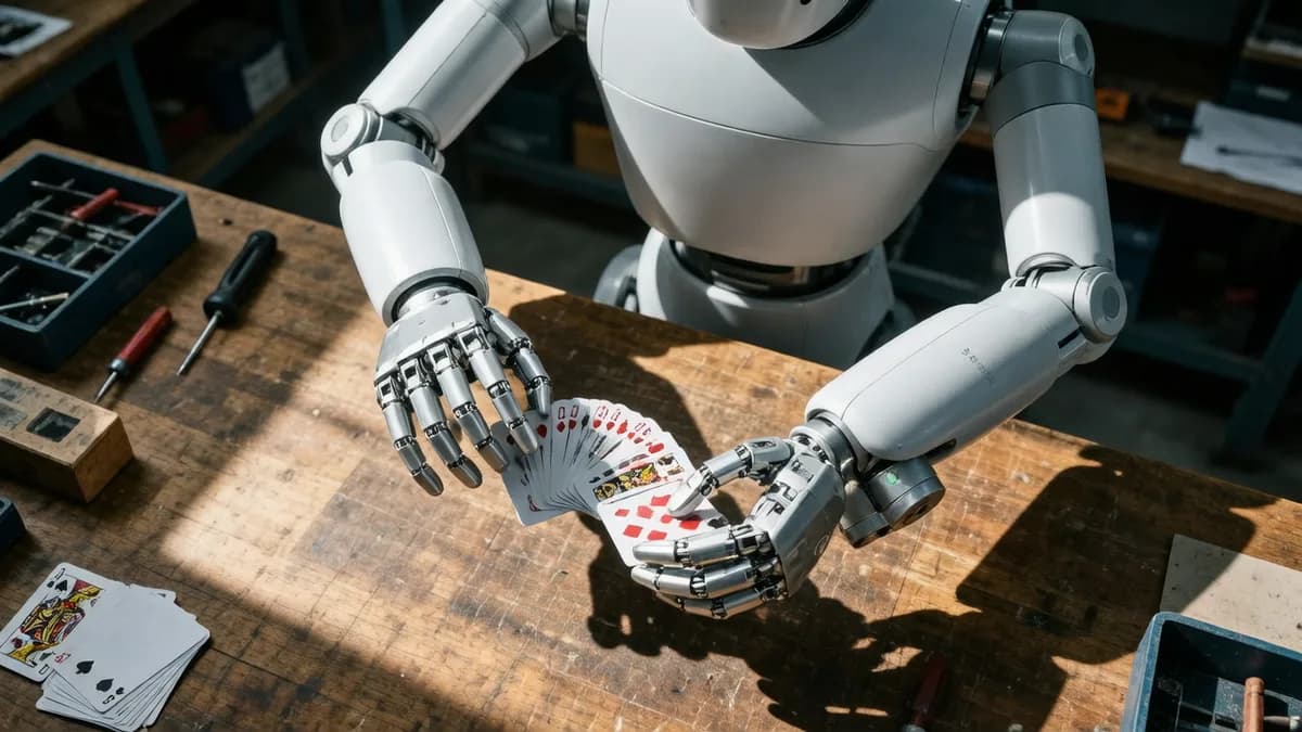 Robot holding playing cards: Sharpa dan H2 Plus: Saat Robot Humanoid Singapura Mulai Pegang Obeng