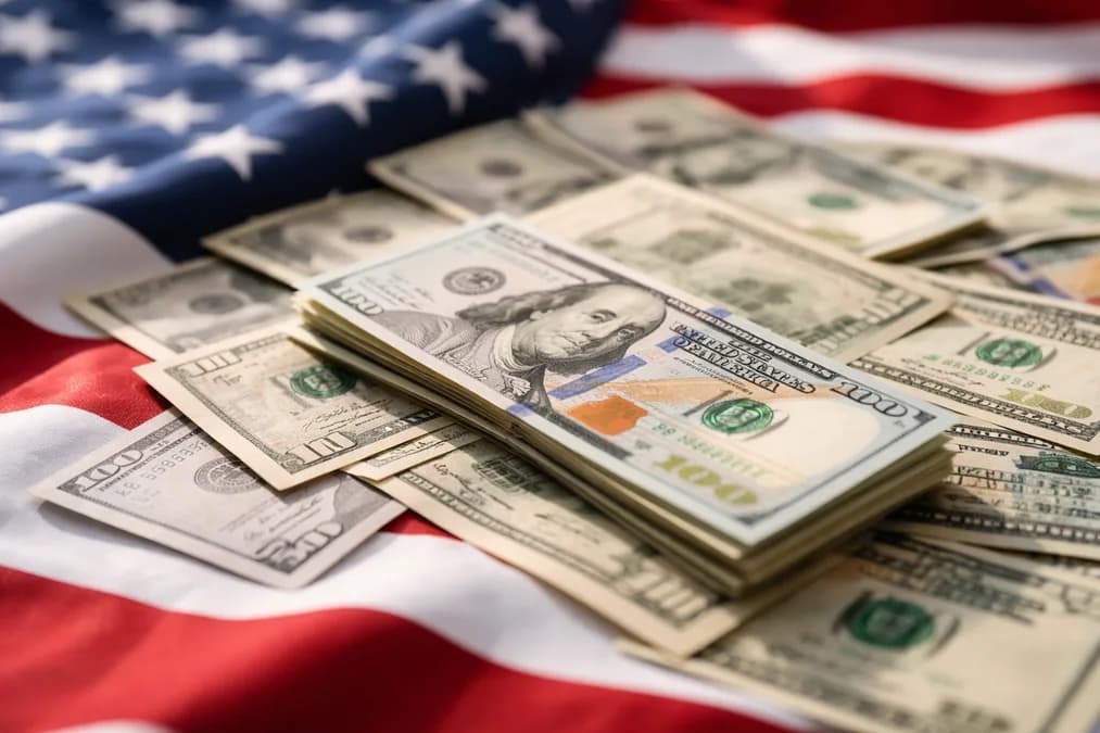 Dollar bills on American flag: Base10 Kumpulkan $850 Juta untuk Startup AI Awal