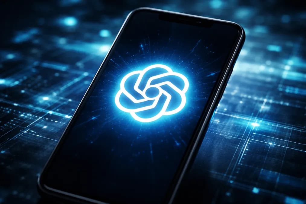 OpenAI logo on phone: Getty Images Buka Gudang Foto untuk ChatGPT