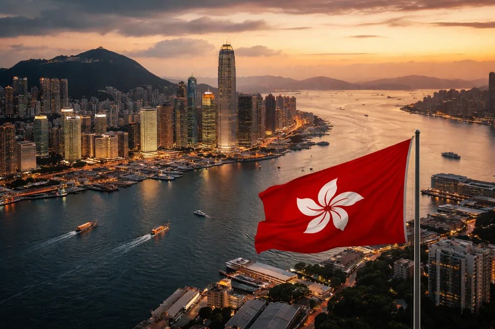 Hong Kong flag and skyline: CooWa Siap IPO di Hong Kong, Robotnya Sudah Beroperasi di 50 Kota Global