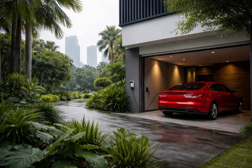 Red electric car charging: Cara Nyata Perpanjang Jarak Tempuh EV di Jalanan Jakarta