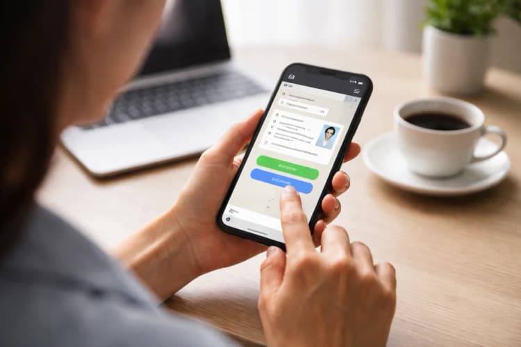 Ilustrasi layar ponsel menunjukkan percakapan WhatsApp antara debitur dan akun Ara Pay, dengan tombol 'Restrukturisasi Otomatis' dan 'Jadwalkan Bayar' terlihat jelas