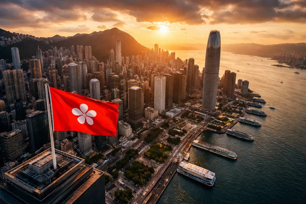 Hong Kong flag and skyline: GIM Raup $20 Juta: Startup AI Hong Kong yang Tak Fokus ke Chatbot