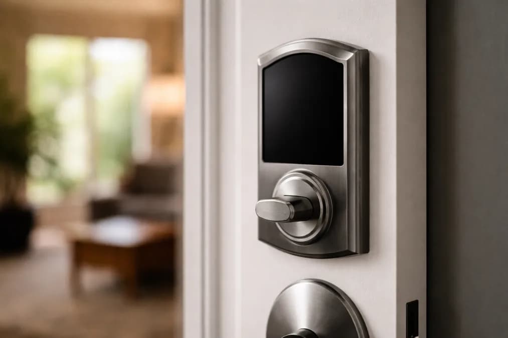Smart lock on door: Schlage Sense Pro: Kunci Pintar Tanpa Lubang Kunci Pertama di Dunia