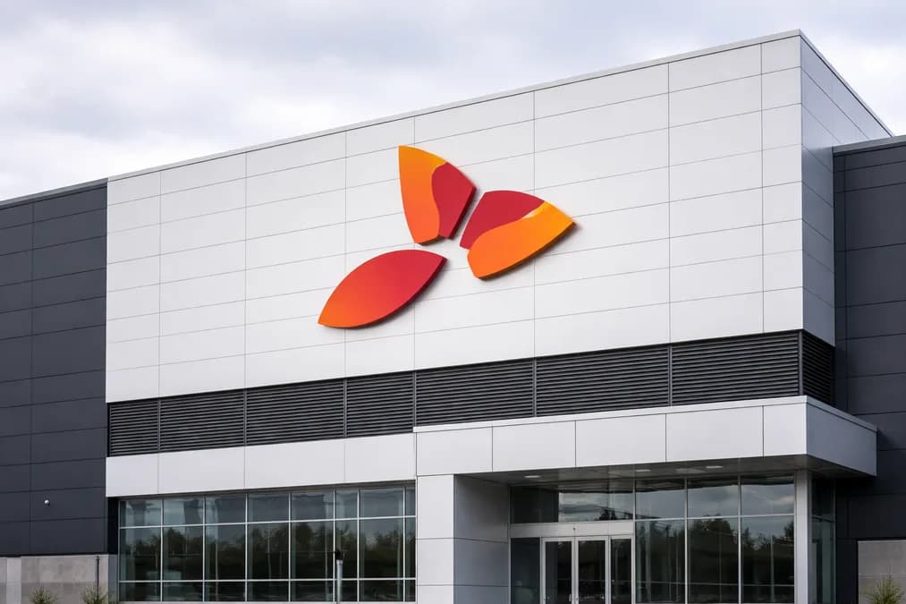 SK Hynix logo on building: SK Hynix Bangun Pabrik Memori AI di Indiana, Investasi $4 Miliar