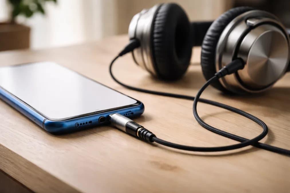 Blue smartphone with headphones: Hanya 12% Ponsel Global yang Masih Punya Jack 3,5mm di 2026