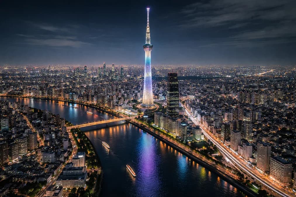 Tokyo Skytree at night: X Mile dan Transformasi Logistik Jepang dari Platform Staffing ke AI
