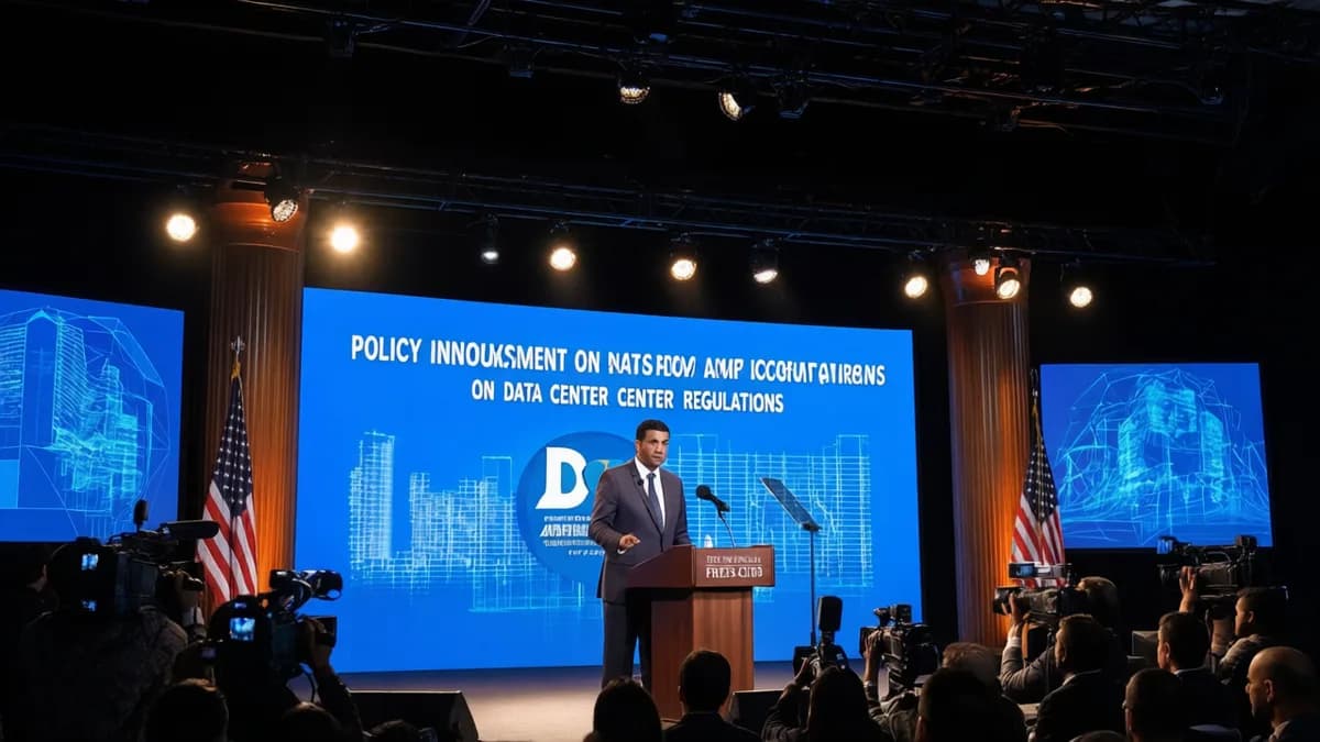 Ro Khanna speaking at podium: Hak Menolak Data Center: Usulan Khanna dan Bayang-Bayang Jakarta