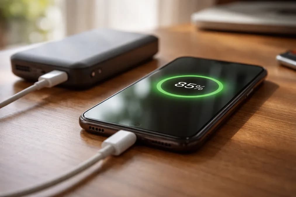 Phone charging on desk: HP Mati Total Meski Baterai 100%: Fenomena yang Makin Sering di Indonesia