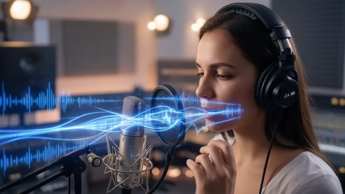 Singer with microphone: UMG dan ElevenLabs Bikin Platform AI untuk Remix Lagu — Siapa yang Dapat Royalti?