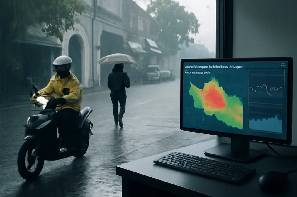 Ilustrasi: Hujan Lebat di Yogya Buka Celah AI Prediksi Bencana Real-Time