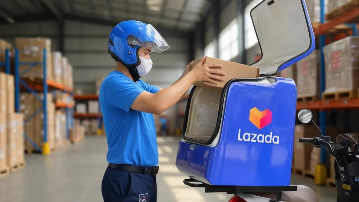 Lazada delivery rider: Lazada Pangkas 5% Tenaga Kerja Regional di Tengah Tekanan AI