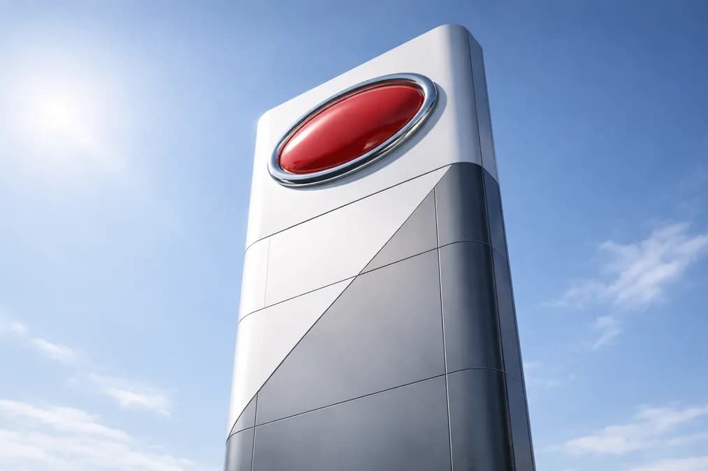 BYD logo on building: BYD Tembus 17 Juta EV Global, Tapi Pasar Indonesia Masih Terkunci